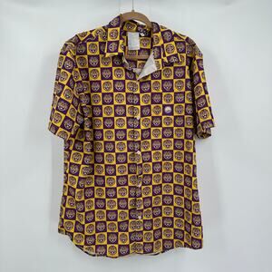 Dyme Lyfe Mens Shirt Size L Purple Gold Tiger‎ Graphic Tailgate Streetwear Bold
